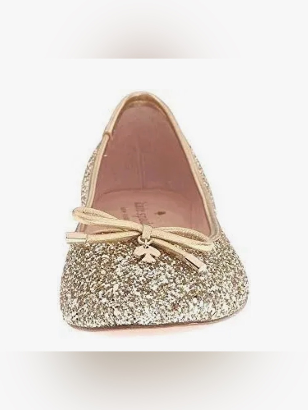 Kate Spade NY Gold Glitter Willa Ballet Flat with Bow Charm
